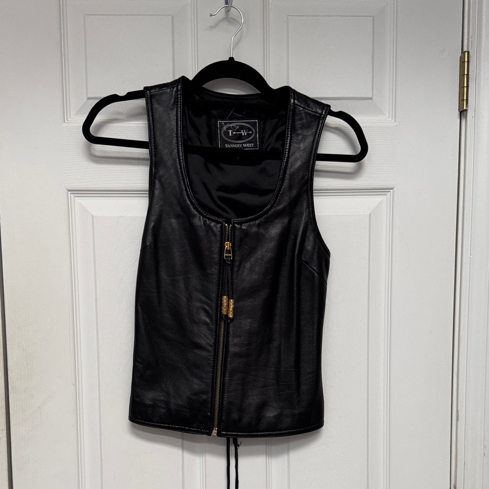 Tannery West Black Leather Vest